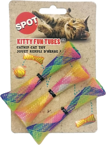 Kitty Fun Tubes Cat Toy | Bouncy Cat Toy with Catnip inside for Cats and Kittens to Bite, Swat and Chase | Interactive Cat Toy | 3 Pieces